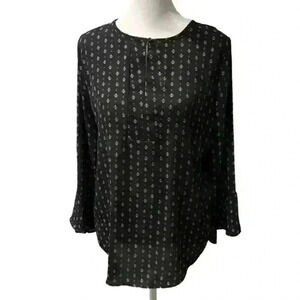 Loft Floral Print Blouse Black
